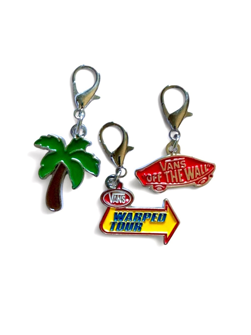 Vans Warped Tour Charm Set — Green Palm, Red Skateboard & Yellow Arrow